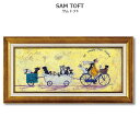 【スーパーセール限定価格】 インテリア 絵画 サムトフト 絵画 「 いぬタクシー 」 63.5 × 32.5cm イギリス作家 Gel加工 Sam Toft 絵...