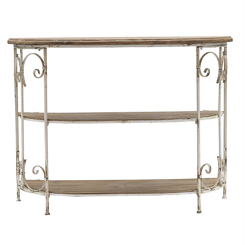コンソールテーブル アンティーク シャビー仕上げ コンソールテーブル 木製天板 アイアン ホワイト おしゃれ 輸入雑貨 輸入家具 おしゃれ 雑貨 ヨーロピアン ...