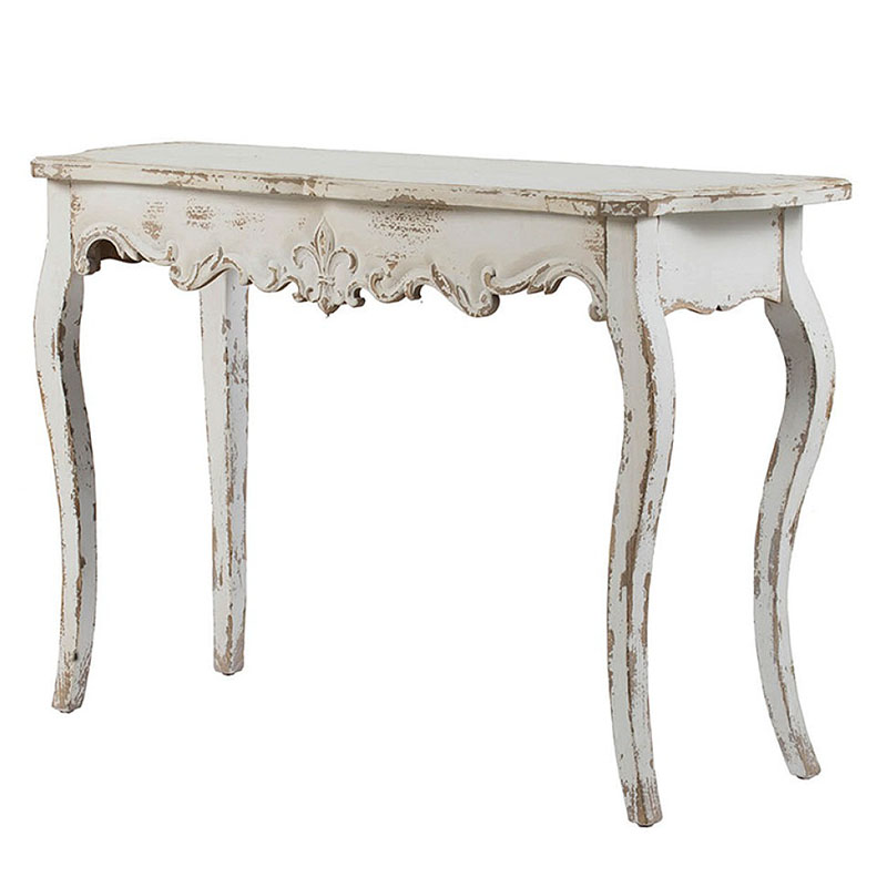 コンソールテーブル アンティーク 4本脚 猫脚 シャビーシック仕上げ コンソールテーブル 木製天板 ホワイト おしゃれ 輸入雑貨 輸入家具 おしゃれ 雑貨 ヨー...