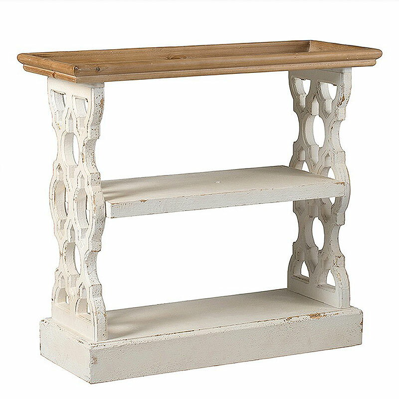 コンソールテーブル アンティーク 本棚 シャビーシック仕上げ ブックシェルフ 生成り天板 おしゃれ 輸入雑貨 輸入家具 おしゃれ 雑貨 ヨーロピアン インポート...