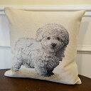 クッションカバー 45×45cm おしゃれ 犬 ドッグ マルチーズ ゴブラン織り ポルトガル製 クッション 輸入雑貨 ソファ リビング インテリア雑貨