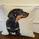 クッションカバー 45×45cm おしゃれ 犬 ドッグ ダックスフンド ゴブラン織り ポルトガル製 クッション 輸入雑貨 ソファ リビング インテリア雑貨