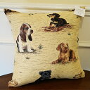 クッションカバー 45×45cm おしゃれ 犬 ドッグコレクション ゴブラン織り ポルトガル製 クッション 輸入雑貨 ソファ リビング インテリア雑貨
