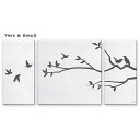 【スーパーセール限定価格】 アートパネル TREE & BIRD2 木と鳥2 3枚セット イラスト アートフレーム 壁飾り インテリア アートパネル 絵画 イン...