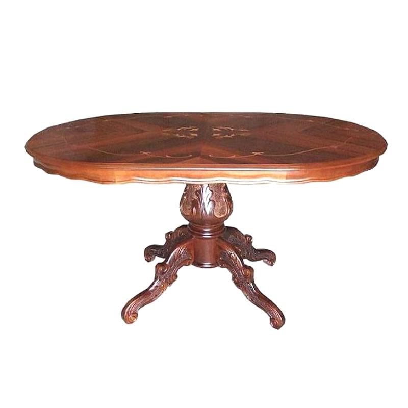 イタリア家具 ダイニングテーブル オーバル140 UV塗装 艶なし 組立式 人気 おしゃれ 象嵌 イタリア テーブル 食卓 クラシック 家具 艶あり オーバル ...