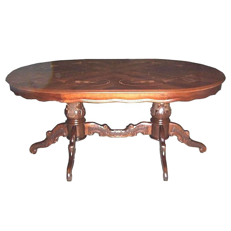 イタリア家具 ダイニングテーブル オーバル 175 UV塗装 艶なし 組立式 人気 おしゃれ 象嵌 イタリア テーブル 食卓 クラシック 家具 オーバル アンテ...