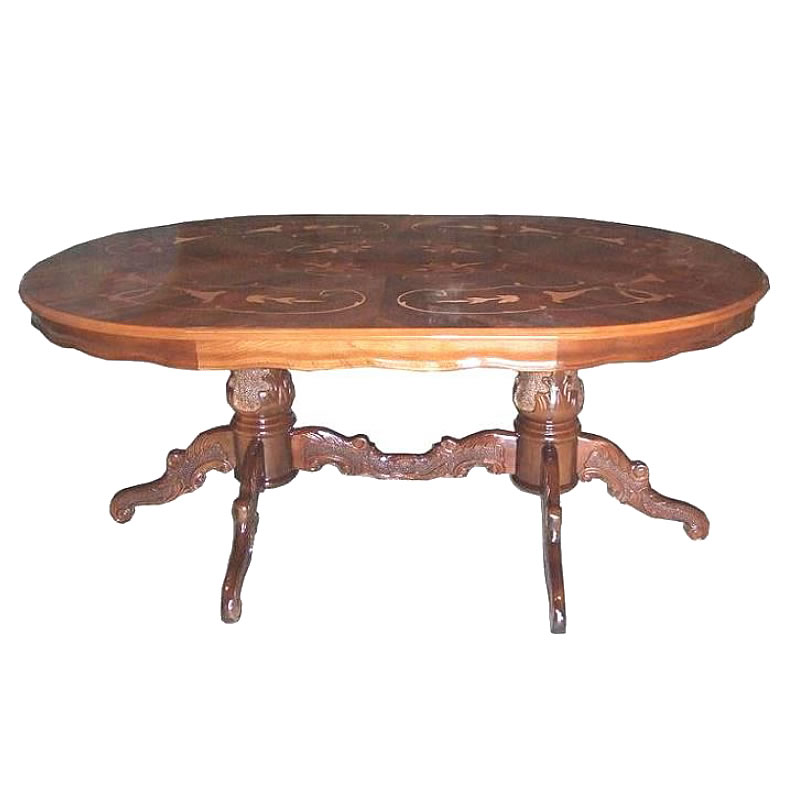 イタリア家具 ダイニングテーブル オーバル175 UV塗装 艶あり 組立式 人気 おしゃれ 象嵌 イタリア テーブル 食卓 クラシック 家具 艶あり オーバル ...