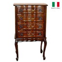 イタリア家具 クラウディオ 4段チェスト ウォールナット仕上げ 収納家具 輸入家具 クラシック家具 ヨーロッパ家具 アンティーク家具調 ロココ 猫脚 ウォールナ...