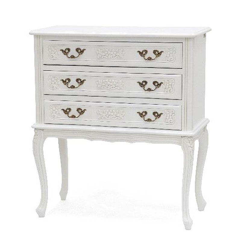 イタリア家具 クラウディオ 3段チェスト73 電話台 Fax台 猫脚 ホワイト 白家具 収納家具 チェスト 輸入家具 イタリアン家具 ヨーロッパ家具 アンティー...