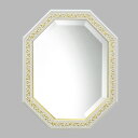 鏡 壁掛け イタリア製 八角ミラー Mirror ホワイト&ゴールド ウォールミラー 風水 八角鏡 八角形 鏡 玄関 鏡 八角形 八角鏡 ミラー アンティーク ...