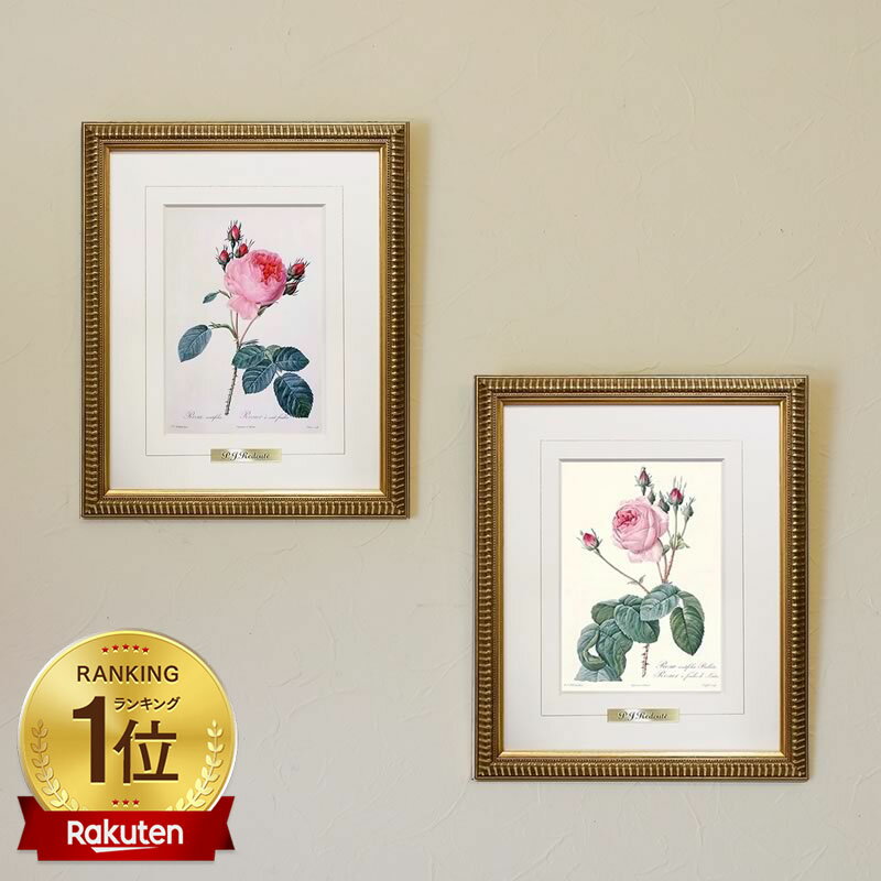 【スーパーセール限定価格】 絵画 インテリア ルドゥーテ ローズ 絵額 複製画 『 バラ図譜 ロサ ケンティフォリアの2枚セット 』 「 RS-A 」 「 RS...