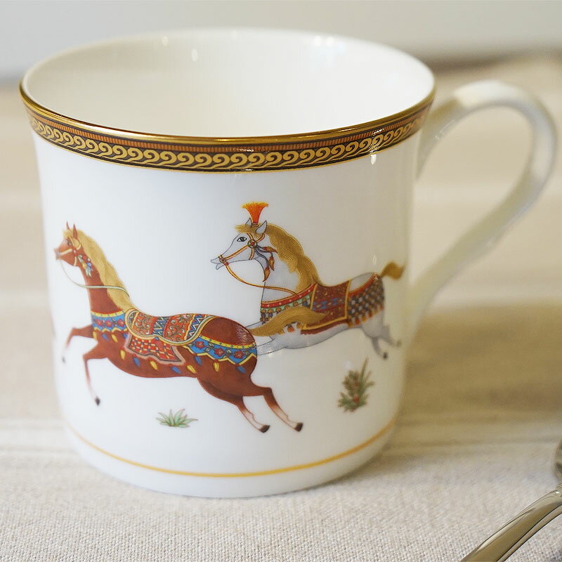 ロイヤルアーデン マグカップ オレンジ ホース 馬 ボーンチャイナ フランス風 磁気食器 テーブルウェア