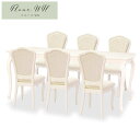 フルール Fleur WH ダイニング7点セット DT185 チェアD 6脚 ホワイト 開梱設置込み クラシック ロココ調 輸入家具 白家具 姫家具 猫脚 東海家具(3)