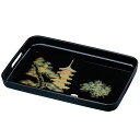 お盆 トレー 長手盆 五重の塔 (金蒔絵) 42cm 長方形 おぼん 日本製