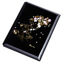 保険証・カードホルダー 黒 流水に桜 漆器 おしゃれ かわいい ギフト プレゼント