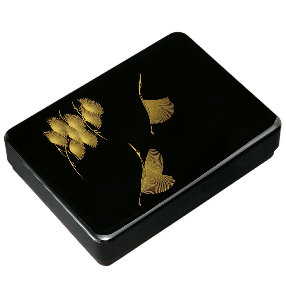 かぶせ文庫 黒 松葉鶴 34cm 書類入れ 書類整理 書類ケース 手紙入れ ケース 箱 小物入れ 漆器 日本製