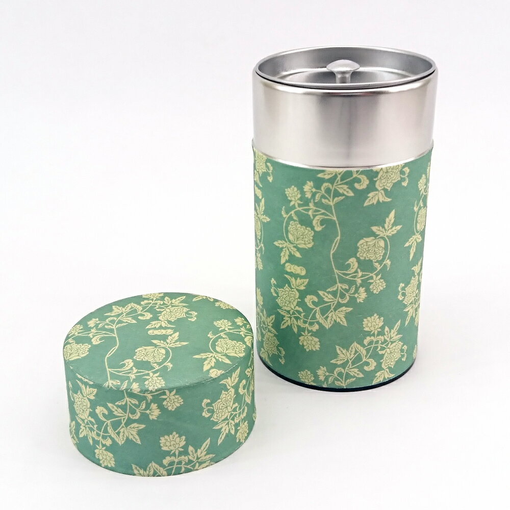 茶筒 おしゃれ ぽッ・かん (L) 花唐草 日本製 茶缶 キャニスター かわいい 茶葉 保存容器 和紙 ブリキ 3