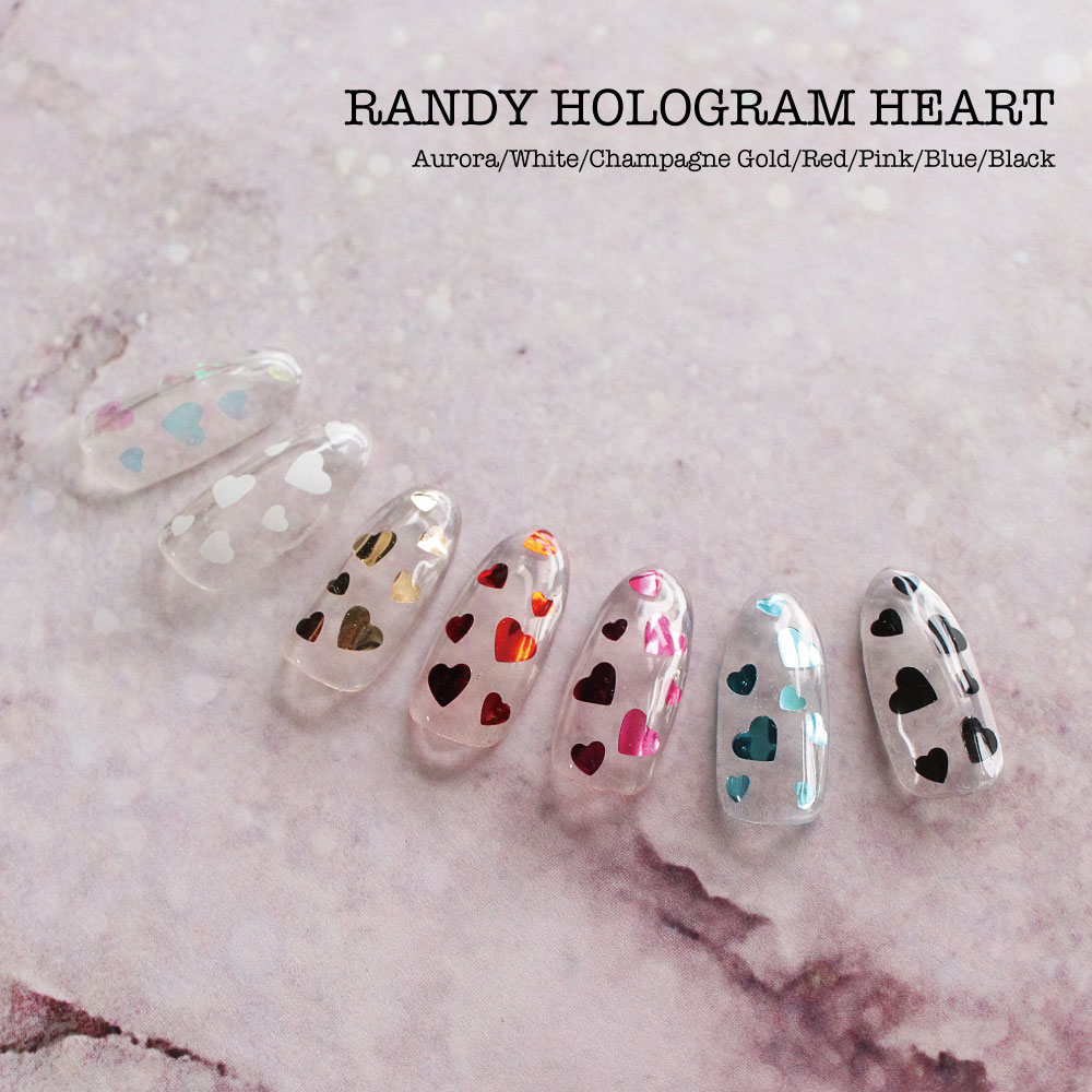 KiraNail RANDY HOLOGRAM HEART ☆ ネイルパーツ ジェルネイル ポリッシュ ネイルアート ネイル用品 ジェルネイル用品 セルフネイル ネイリスト ハンドメイド レジン ホログラム ミックス ハート グリッター ラメ サイズ バレンタイン オーロラ