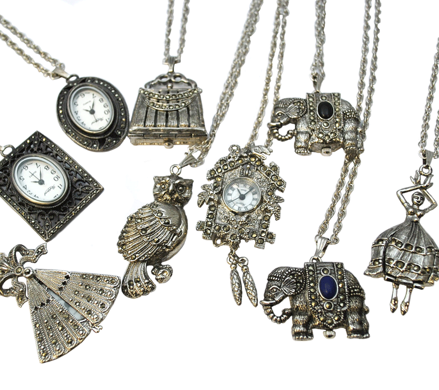 アンティーク風 マーカサイトのペンダント ウォッチ 懐中時計 ラポールウォッチ Rapport 女性 プレゼント ギフト