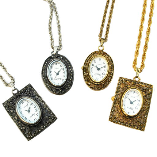 アンティーク風 マーカサイトのペンダント ウォッチ 懐中時計 ラポールウォッチ Rapport 女性 プレゼント ギフト