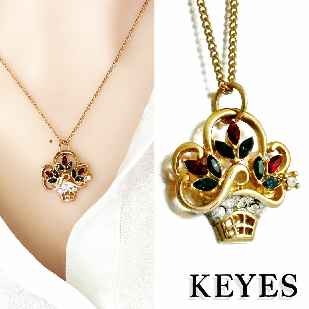 鉢植えのチャーム ネックレス レディース ヴィンテージアクセサリー 22KTゴールドプレート 金 ニッケルフリー KEYES カナダ製