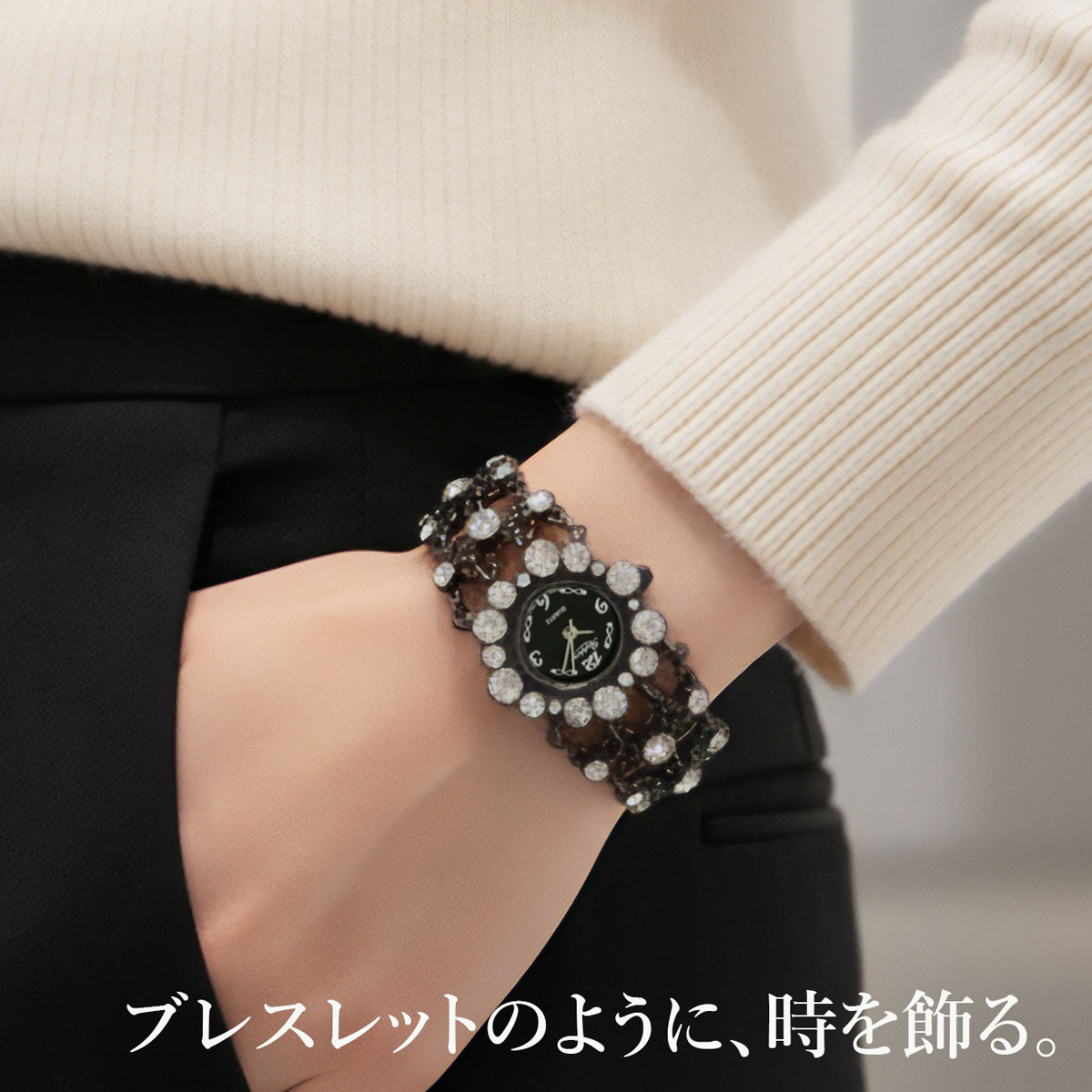 ブレスレットウォッチ ブラック 腕時計 レディース レディース腕時計 黒 Rapport 女性 プレゼント ギフト