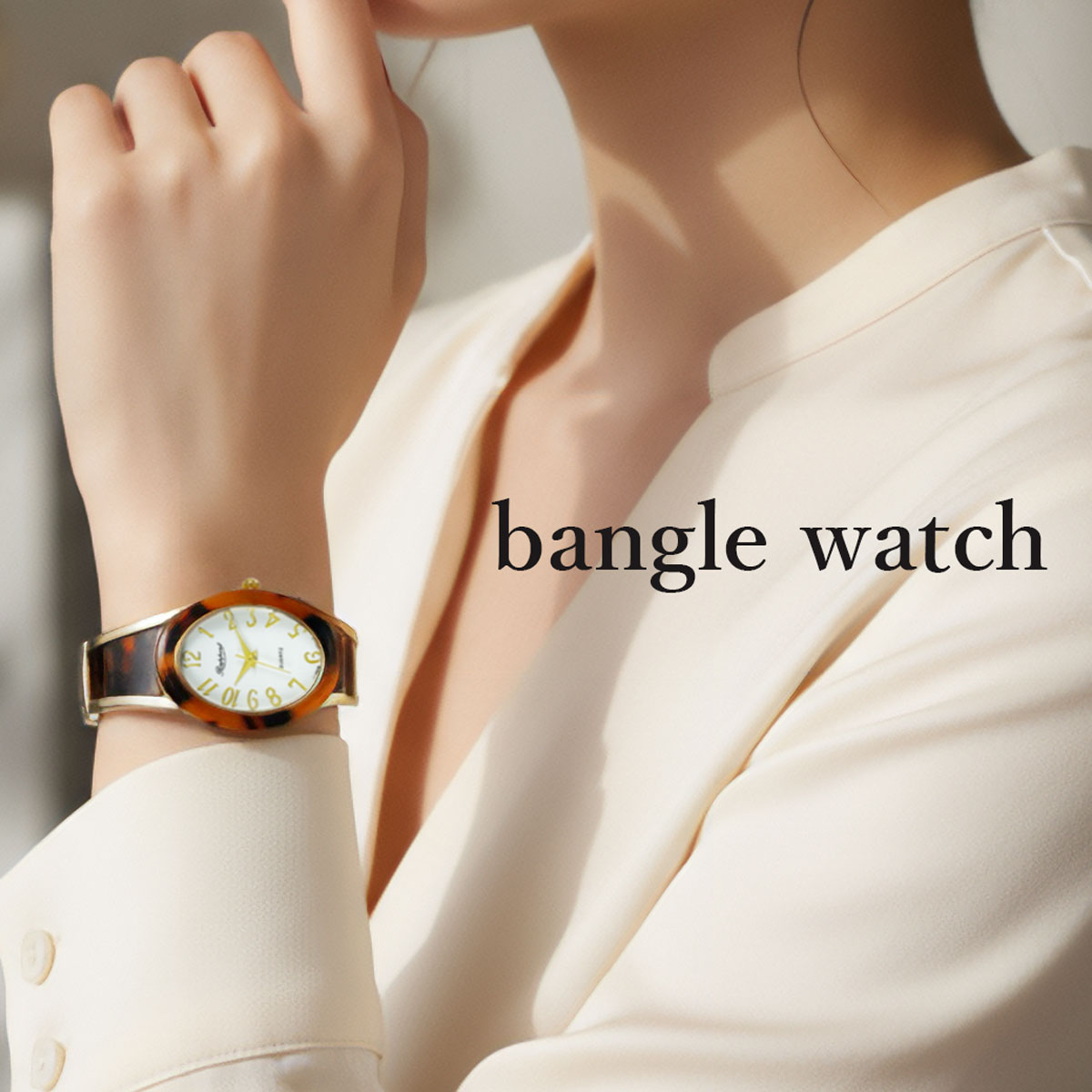 腕時計 レディース バングル 人気のオーバルバングルウォッチ ゴールドフレーム 女性腕時計 かわいい 着脱簡単 レディースウォッチ おしゃれ レディース腕時計 バングルウォッチ Rapport 女性 プレゼント ギフト