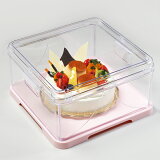 【送料無料】ケーキカバー角型トレー付き　ピンク　フードケース