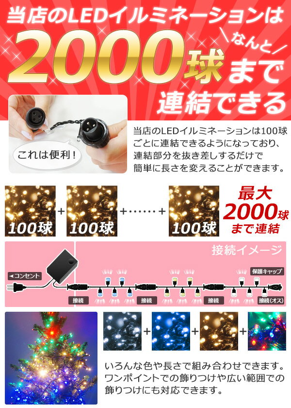 イルミネーション 屋外 LED 1000球 35m 8パターン点灯コントローラー付き 屋内 ストレート イルミネーションライト 防雨 防水 連結 接続 イベント 庭 ガーデン 店舗 ベランダ テラス クリスマス クリスマスツリー 送料無料 1009