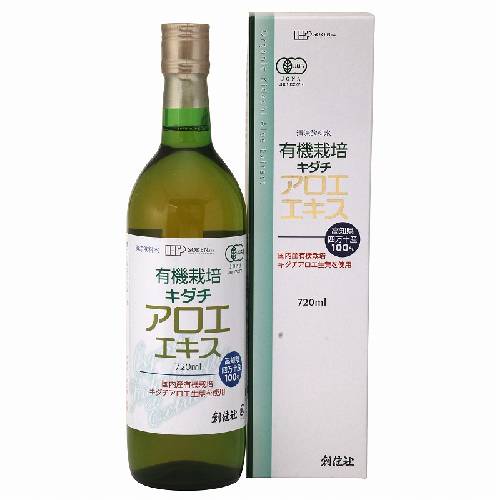 ■商品名：有機栽培　キダチアロエエキス■内容量：720ml■原材料：有機キダチアロエ（高知県四万十産）■賞味期間：製造日より2年■有機栽培された高知県四万十産キダチアロエの葉を100％使用した有機JAS認定キダチアロエエキス。保存料、甘味料、着色料不使用。