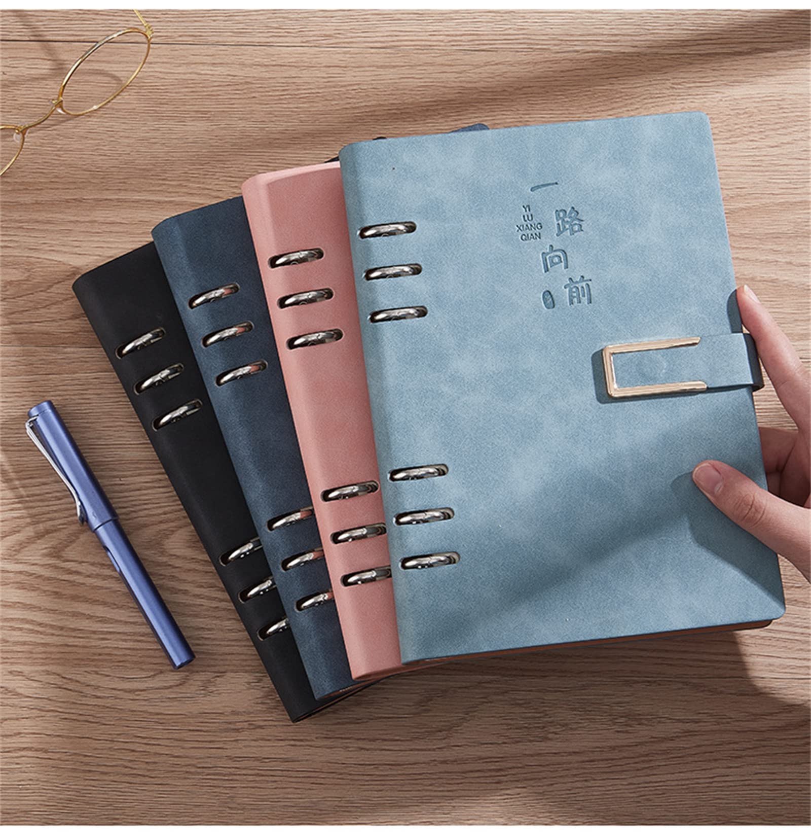 バインダーノート システム手帳 A5 メモ帳 6穴 ビジネス手帳 PUレザー ルーズリーフ おしゃれ シンプル..