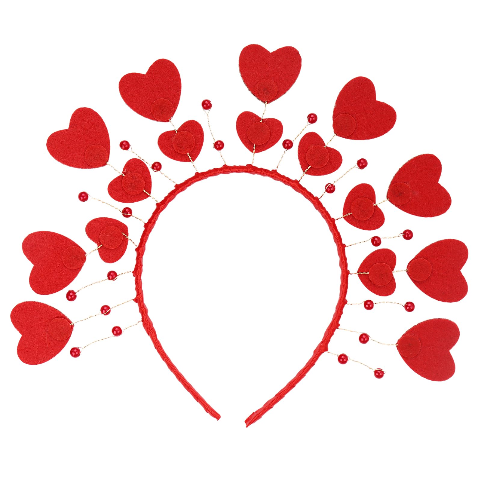 レッド グリッター ハート ヘッドバンド ヘボッパー ティアラ 女性用 ラブ スパンコール パーティー 小..