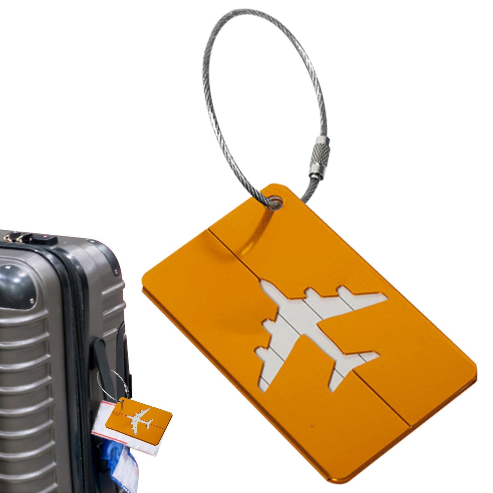 クルーズ荷物タグ - 飛行機パターン アルミニウム メタル トラベル ID バッグ タグ,名刺ホルダー旅行IDバッグタグ識別子旅行荷物手荷物用のサムネイル