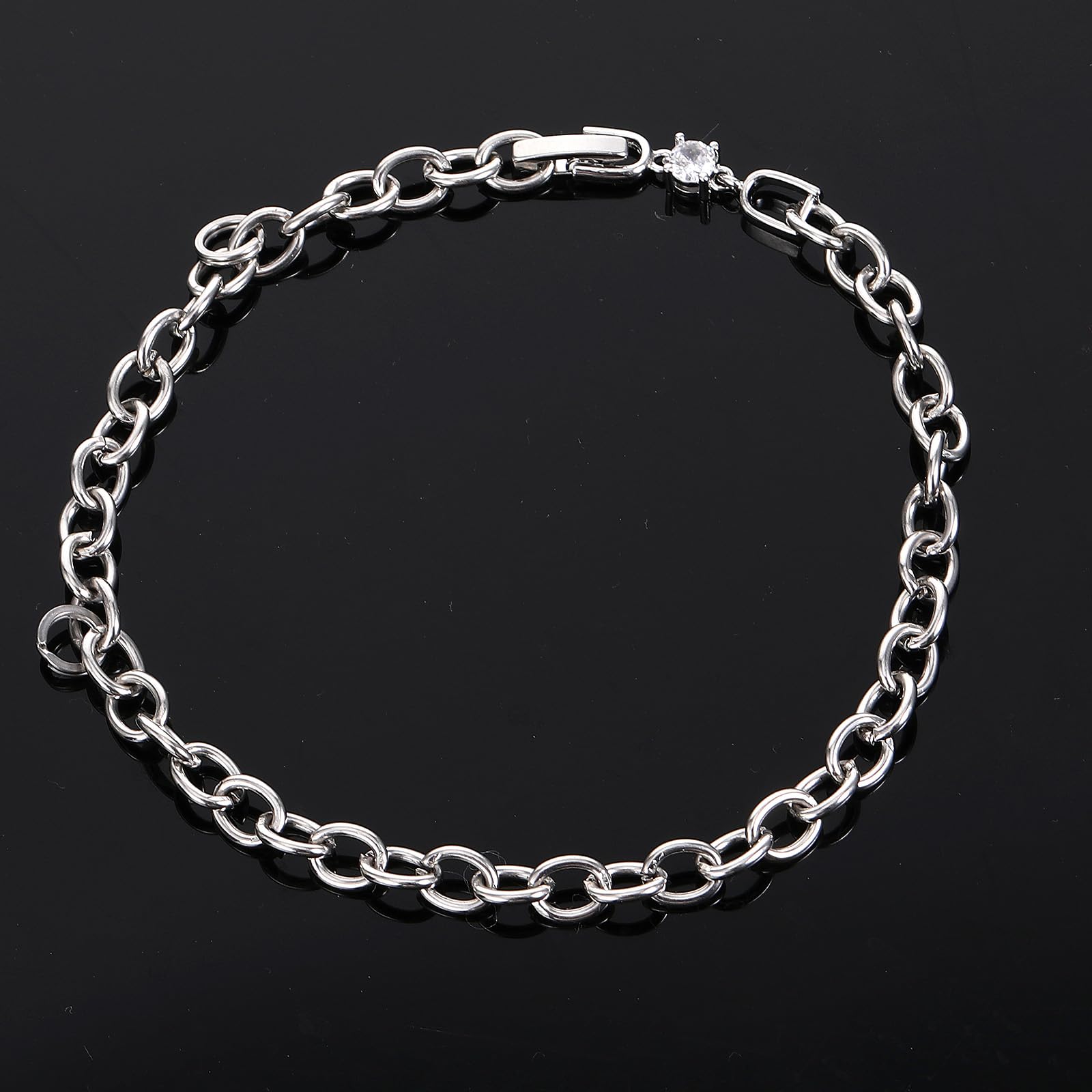 クリスタルラインストーンフォールドオーバーエクステンションクラスプ、シルバーネックレスブレスレッ..