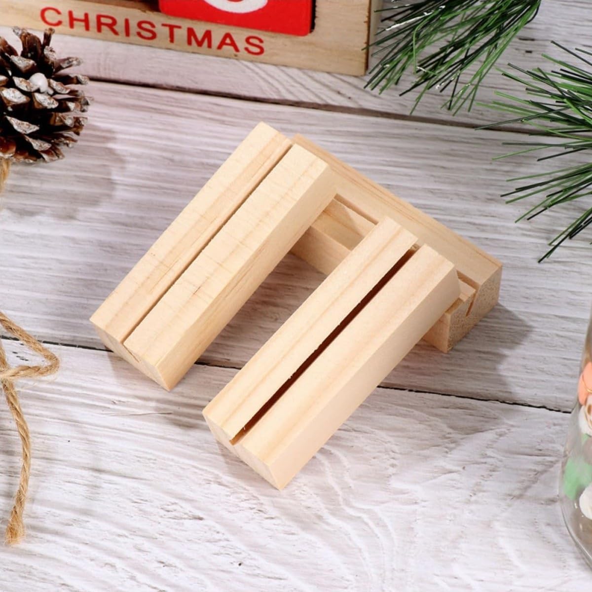 カードスタンド 名刺ホルダー 15個セット 天然木 メモクリップ 写真立て テーブルナンバーホルダー 値..