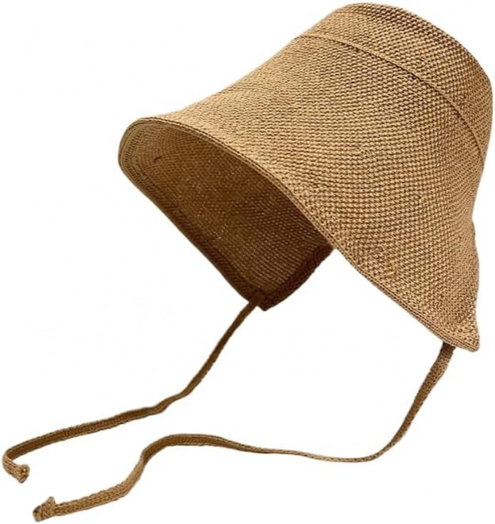 夏用の女性用麦わら帽子。頭囲が大きく、つばも大きく、日焼け防止に優れています。