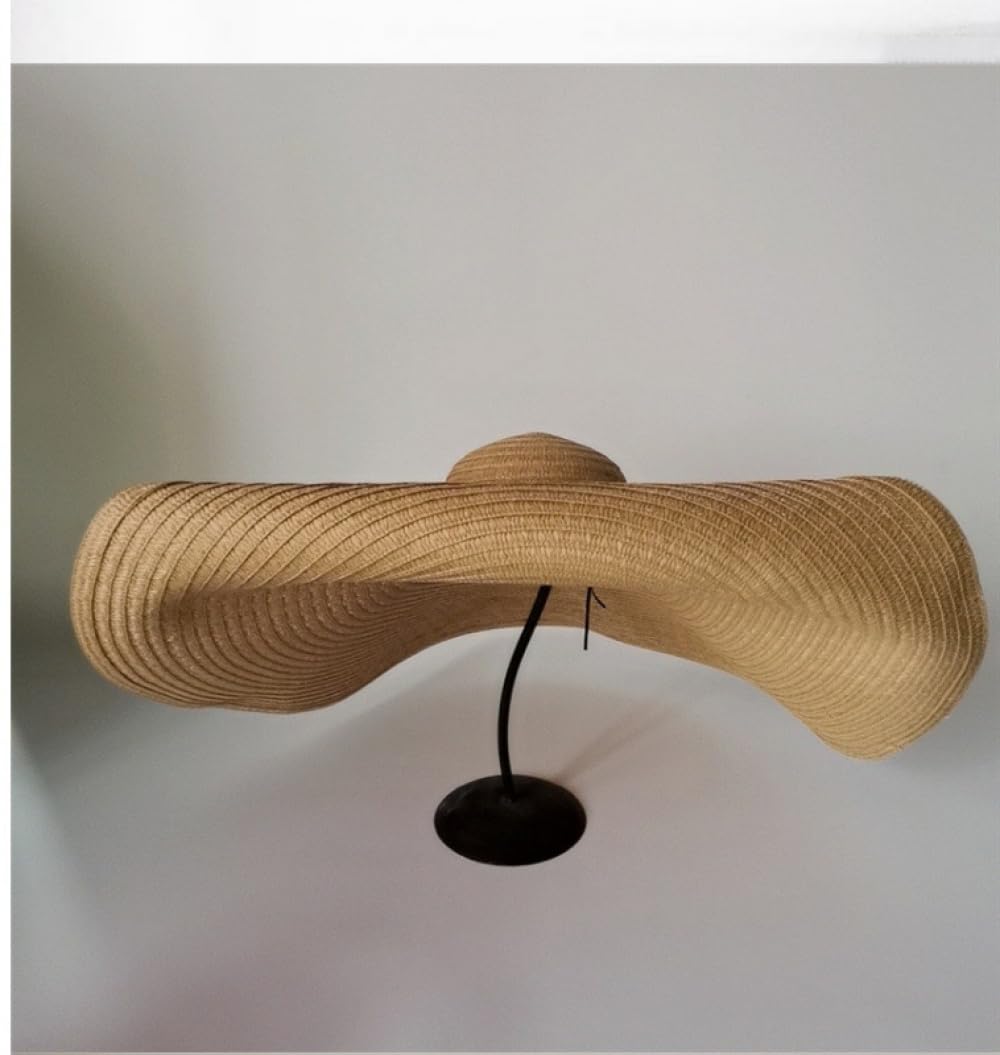 直径70cmの特大つば付き麦わら帽子、女性用、日焼け防止、夏用ドーム型サンシェード、ビーチ、旅行、写..