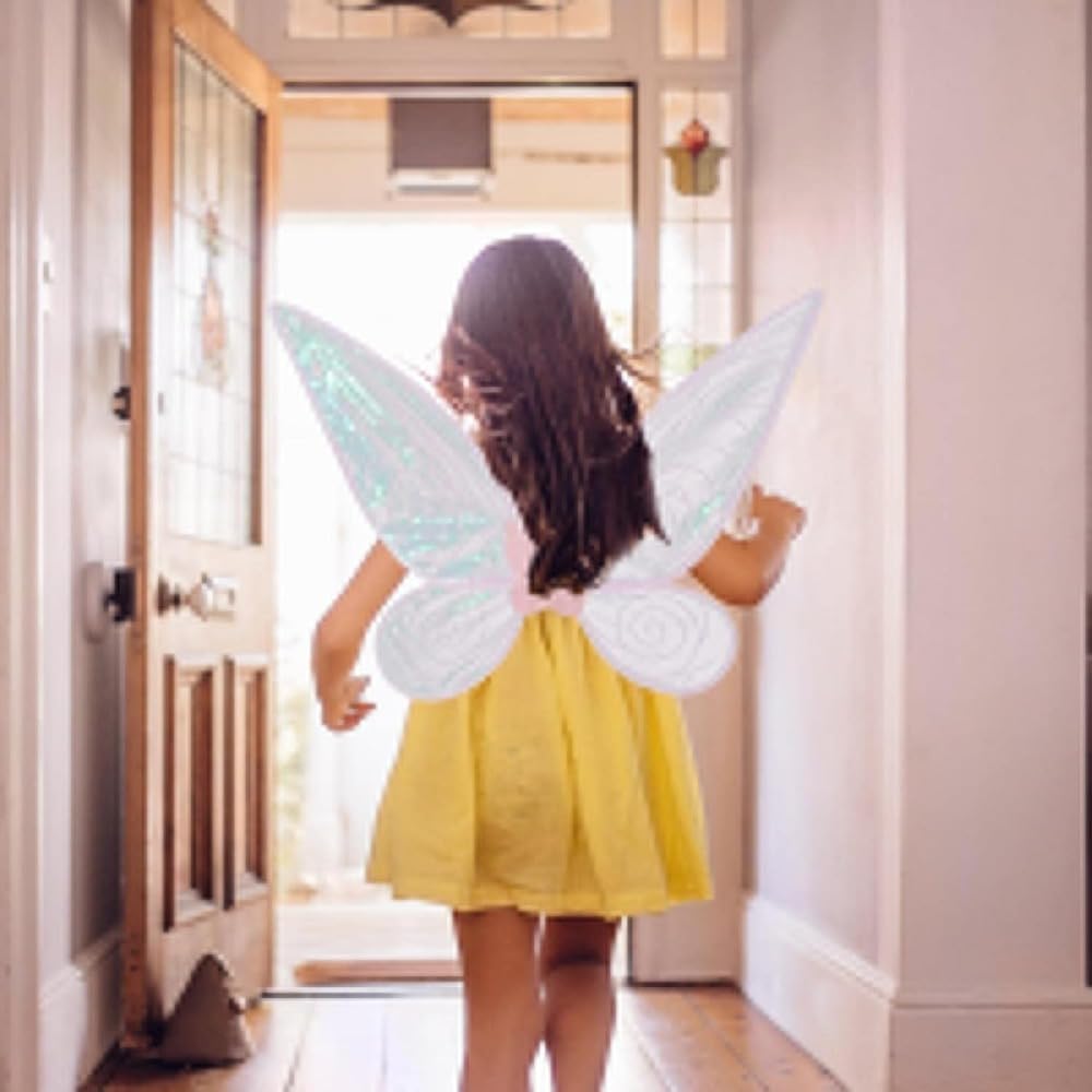 パーティーダンス衣装、カラフルな蝶のエルフの天使の羽、子供のパフォーマンス、ハロウィンメイク(翼+耳+ガーランド)