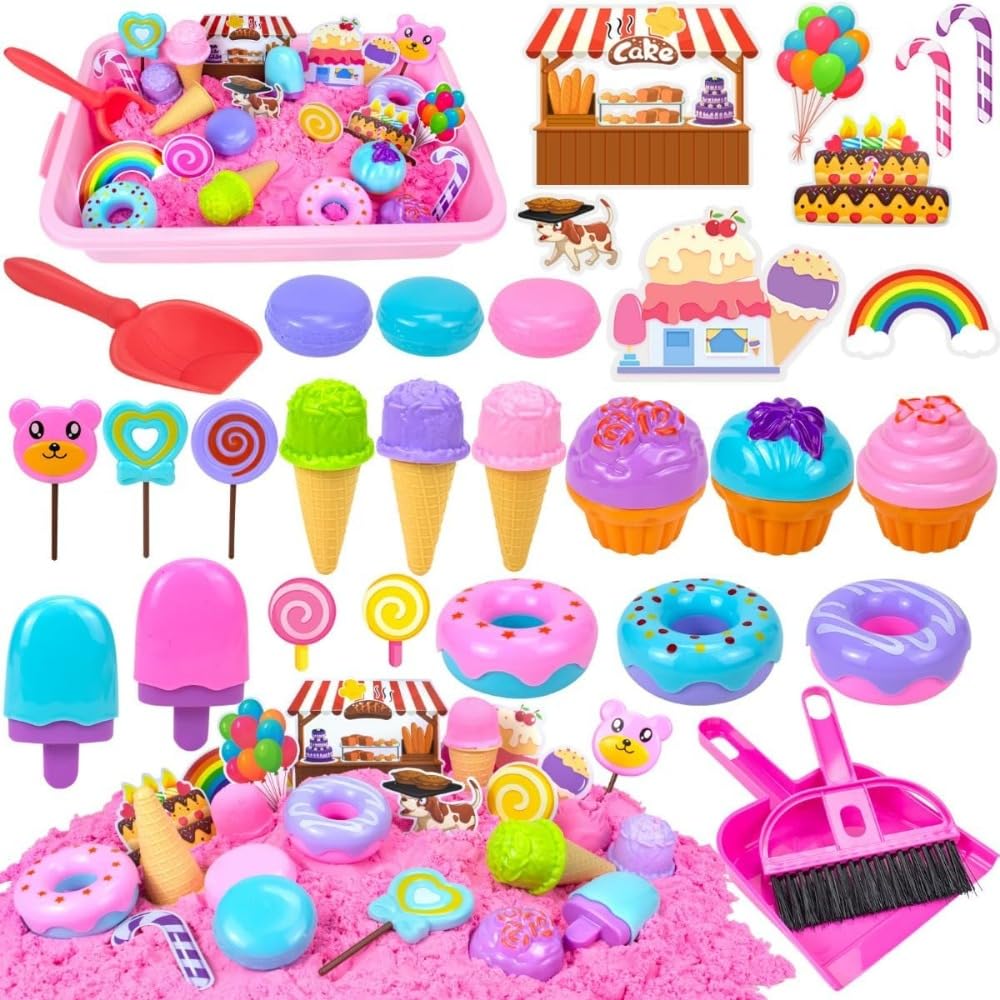 砂遊び おもちゃ 砂場セット 子供 おもちゃ ユニコーン 砂粘土 収納ボックス サンドボックス 室内 屋外兼用 ピンクシリーズ DIY模型 粘土 女の子 誕生日 クリスマス プレゼント (H新恐竜をモチーフにしたサンドボックスです) (エンジニアリング感覚ボックス)(3)