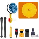 車用回転式ウォーターブラシ 洗車用モップ 高圧水鉄砲 泡洗車用ブラシ 家庭用ポータブル洗車機セット (洗車ブラシ + 25mの水道ホース)