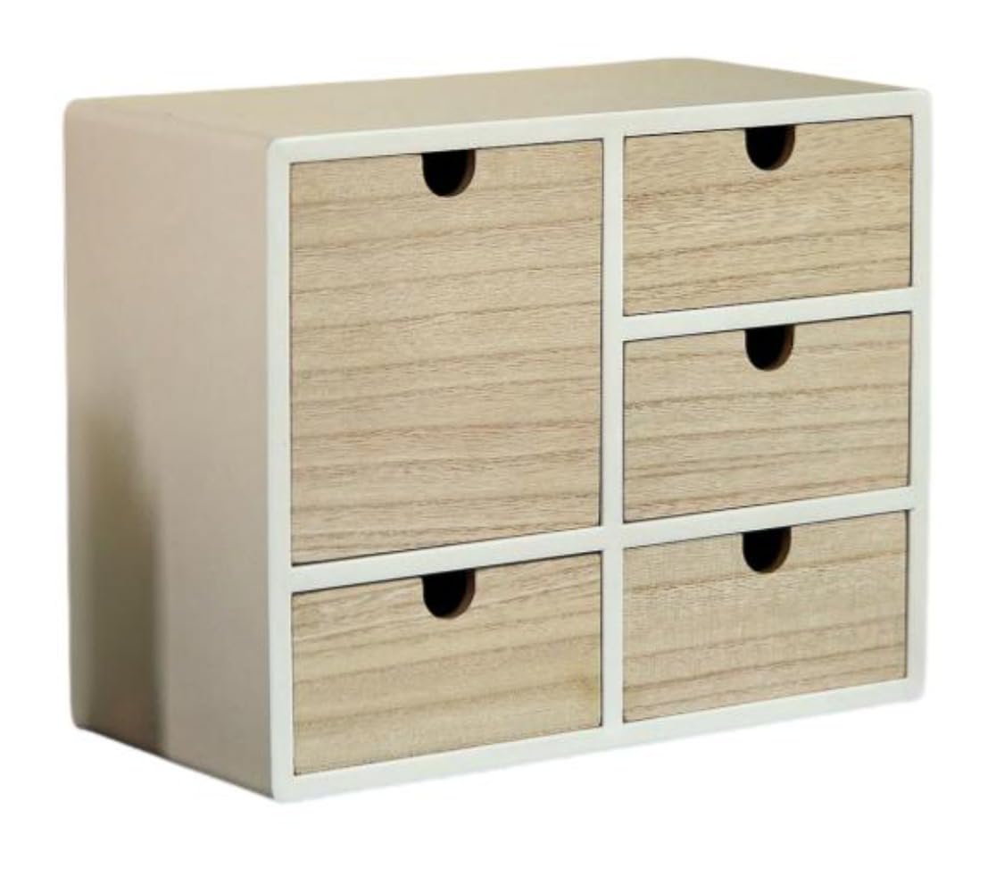 引き出し式ジュエリーボックス デスクトップ収納ボックス 多層多機能雑貨 寝室 オフィス収納 木箱 (ベ..