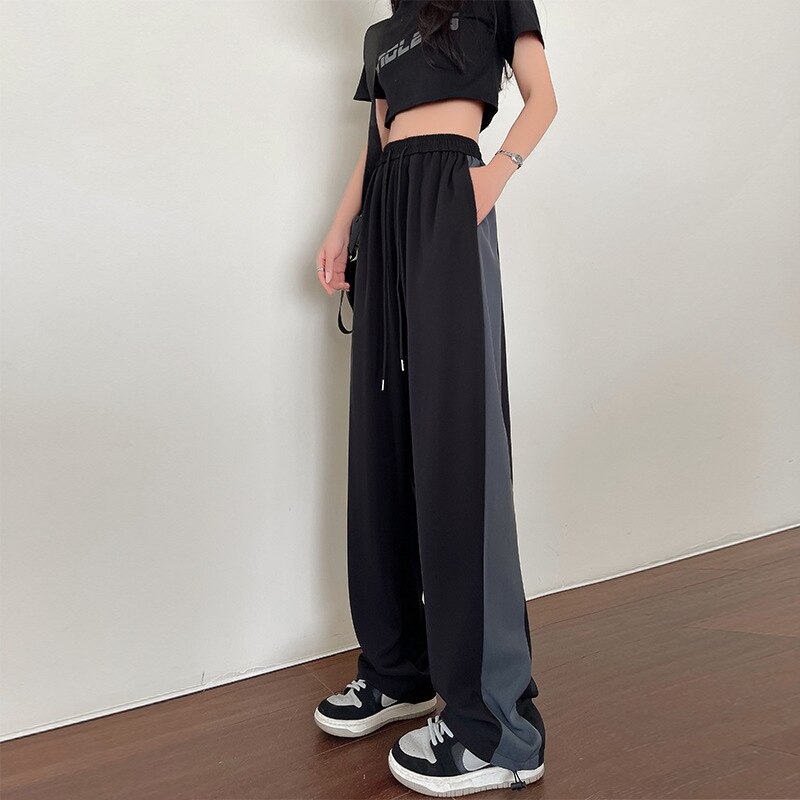 スウェットパンツ モップパンツ ズボン ハイウエスト アイスシルク スキニーパンツ ワイドパンツ レデ..