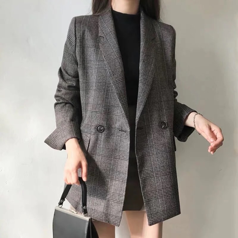 2025新作チェックスーツ おしゃれ 気質 通勤 ジャケット スーツ アウター 大きいサイズ レディース 卒園式 入学式 ママ コート テーラードジャケット