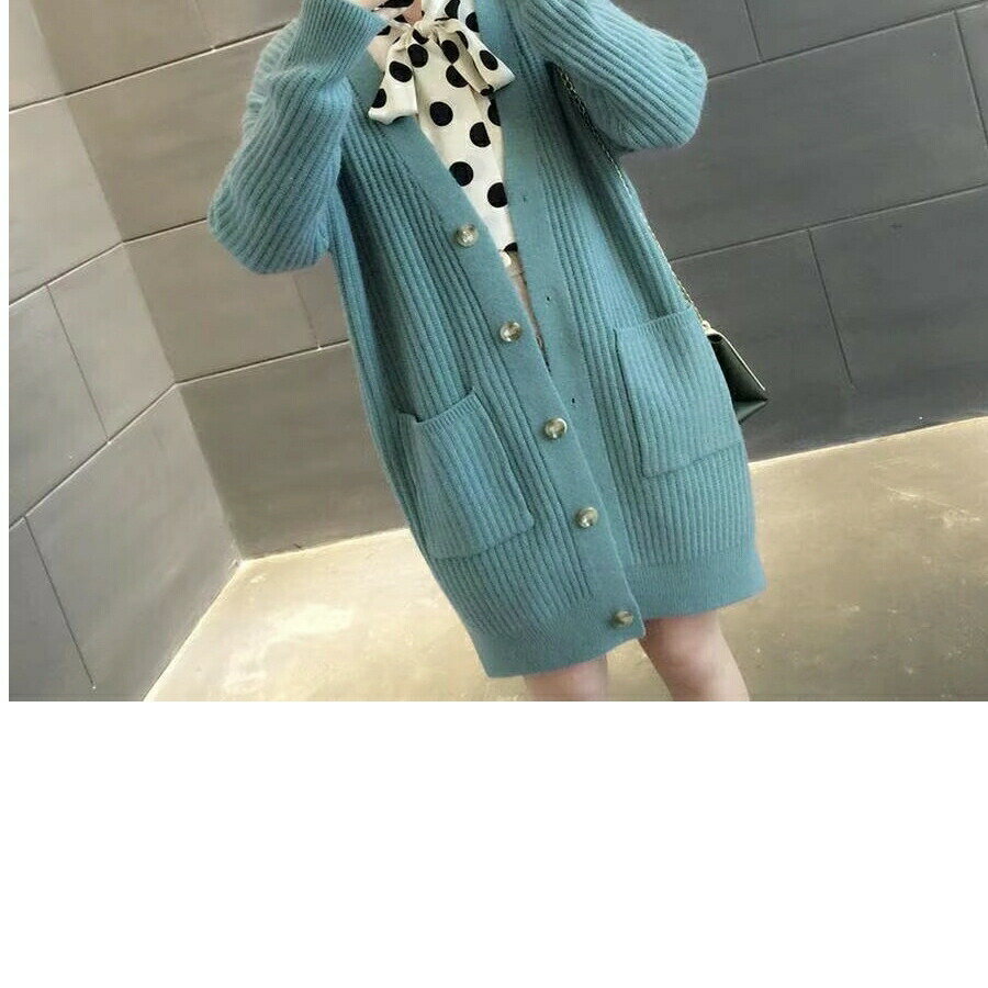 2023秋冬服 カーディガン Vネックセーター婦人コート韓国 ニット カーディガン ミディアム 制服 ジャケット スウェット ベーシックニット 秋アウター