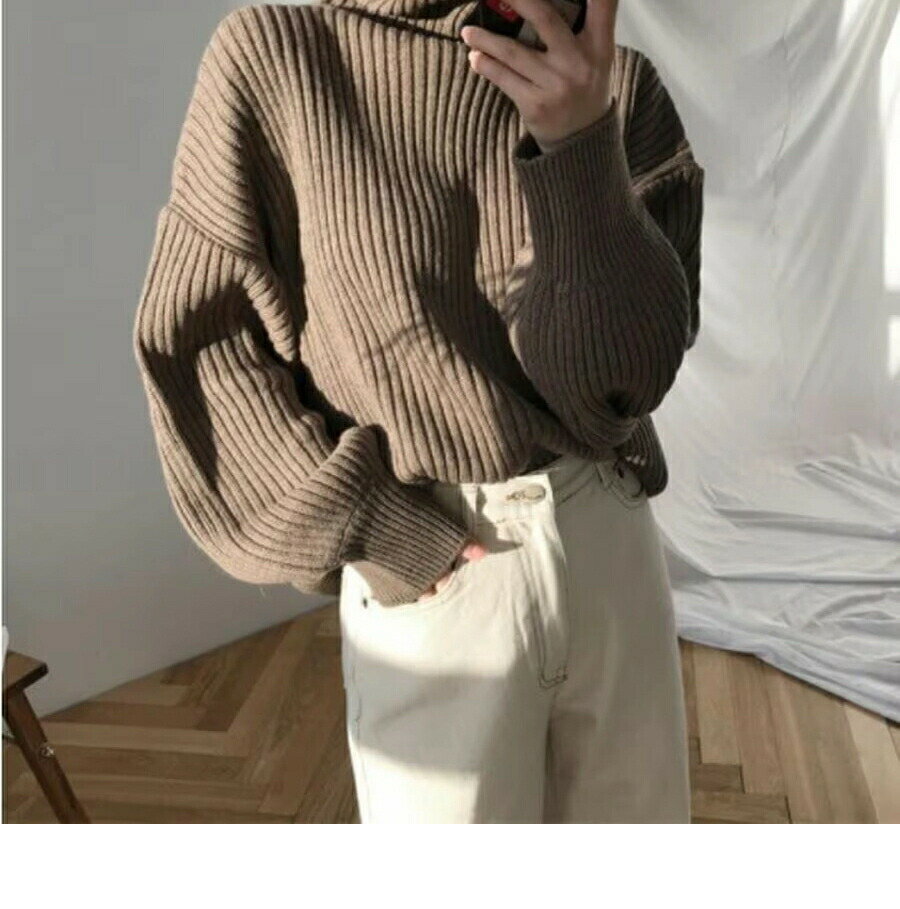 【2枚購入で2 00円OFF】2023秋冬新作 韓国ファッション 無地 ニット 通勤 セーター タートルネック 厚手 リブニット トップス ニット レディース ニット