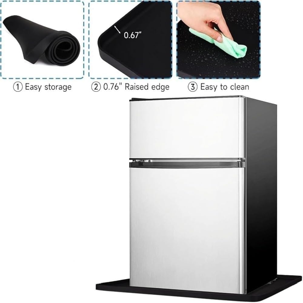 冷蔵庫マット エッジ底床プロテクター シリコン製 傷防止 洗濯機マット へこみ防止 (グレー,50*50cm)