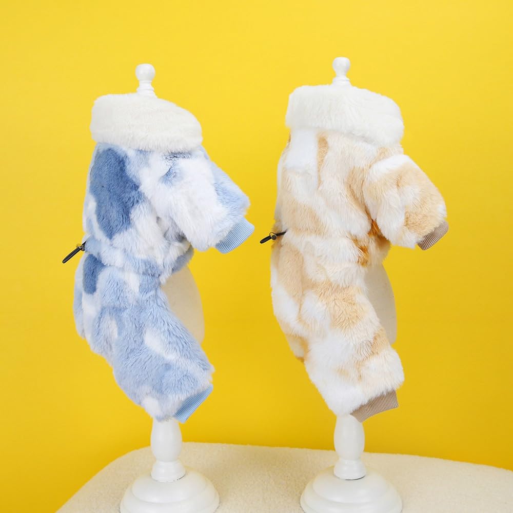 犬 服 冬 小型犬 防寒 暖かい ドッグウェア 秋冬服 柔らかい 通気性 ドッグウェア オシャレ 犬部屋着 洗える 小型犬 猫 服 秋冬 ペット服 部屋着 お出かけ (M/37*26*25MCM,ブルー)(3)