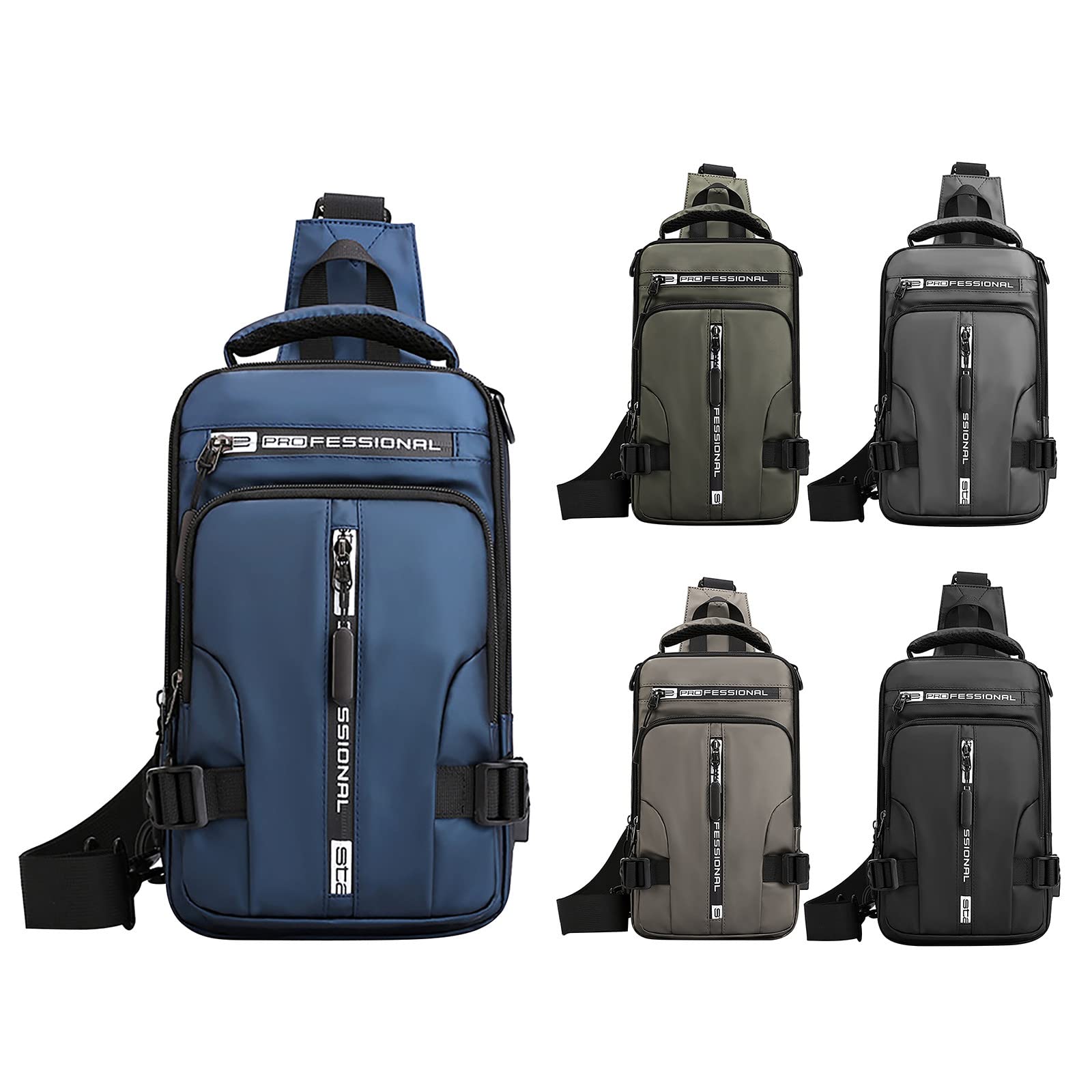 ボディバッグ（カーキ色）メッセンジャー・ショルダー・ヒップ多様使用 防水加工 USB 充電ポート付き（..