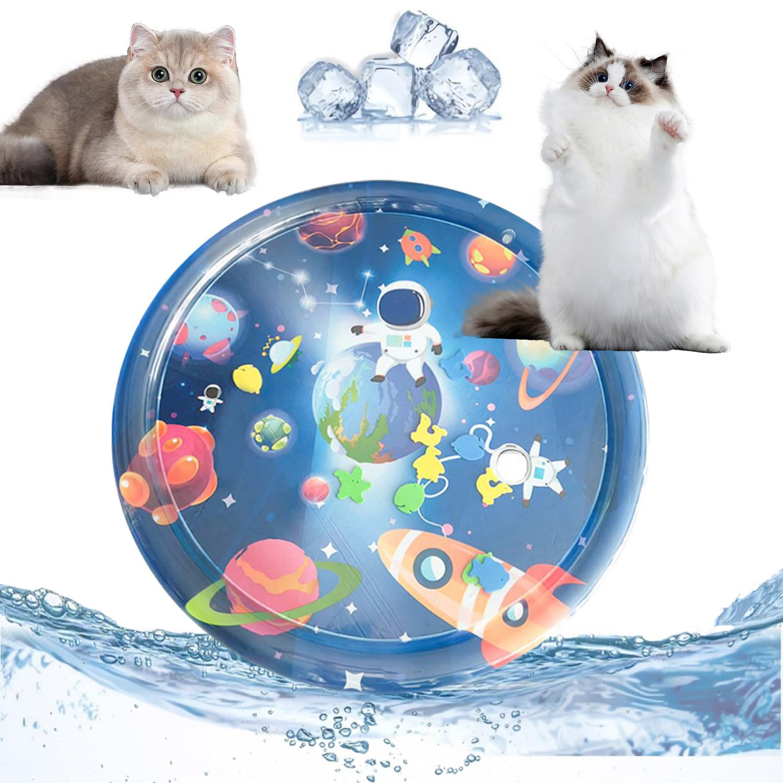 ペット用冷却マット 直径 100cm ウォーターベッド式（感覚水マット） 接触冷感 熱中症対策 省エネ設計 ..