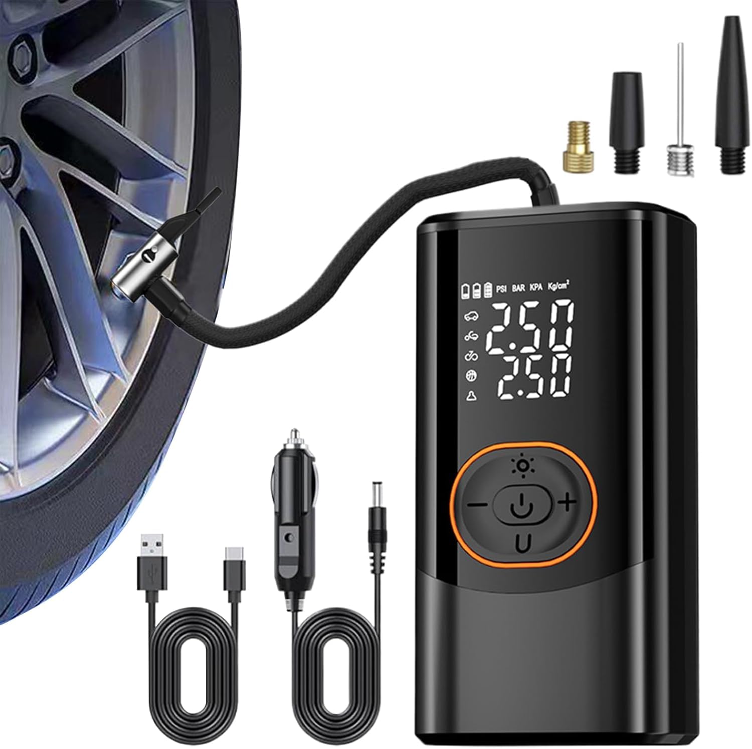 自転車 空気入れ 電動空気入れ ｜6倍速超高速充填・超小型 エアーポンプ 自動停止 3000mAh 大容量バッ..